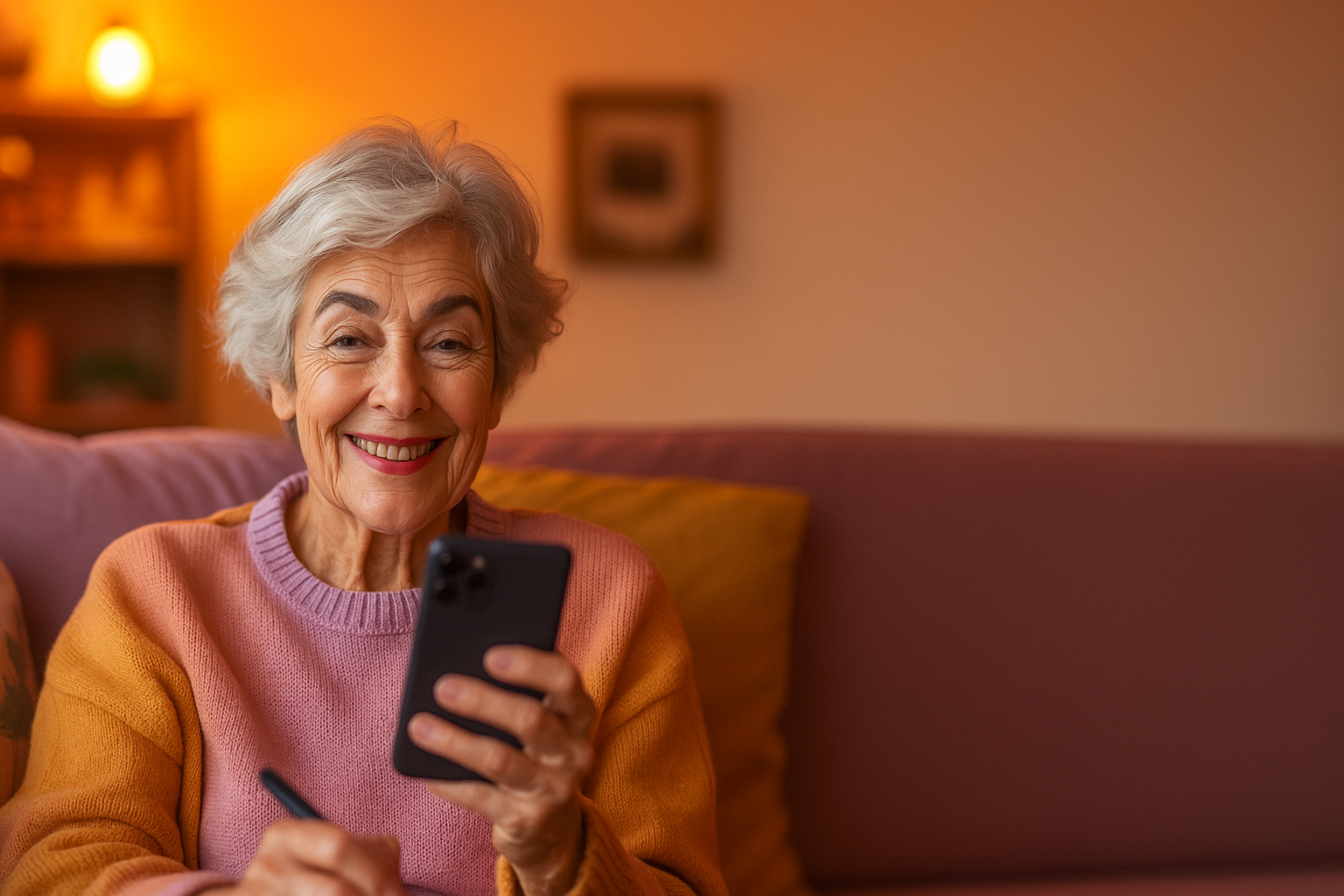 Elderly woman using smartphone